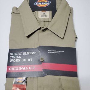NWT Dickies Work Shirt Beige/Sand Twill Original Fit Large/Tall LT